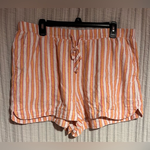 Universal Thread Pants - Universal Thread Linen Blend Pull-on Striped Shorts - Orange, Pink, and White